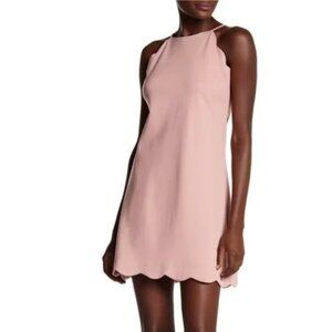 Love…Ady Scallop Trim Shift Mini Dress Pink XS